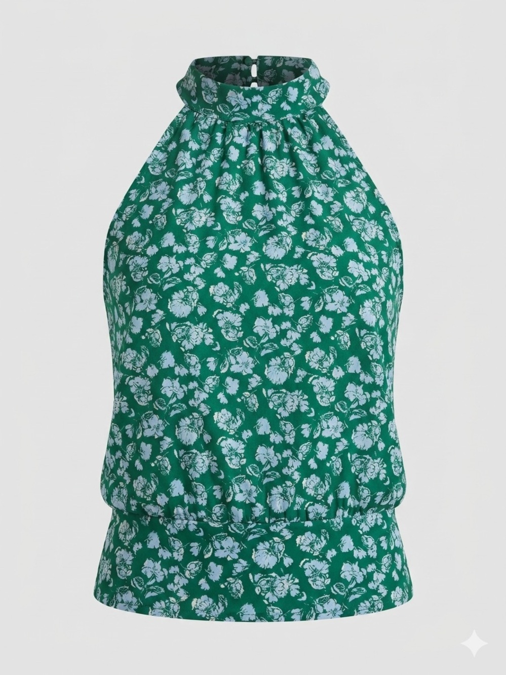 Beacon Apparel Green Floral Halter High Neck Sleeveless Blouse from stitch fix